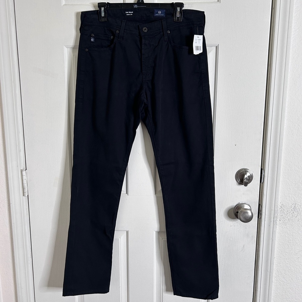 NWT AG Adriano Goldschmied The Tellis Pants Mens 32 Black Modern Slim